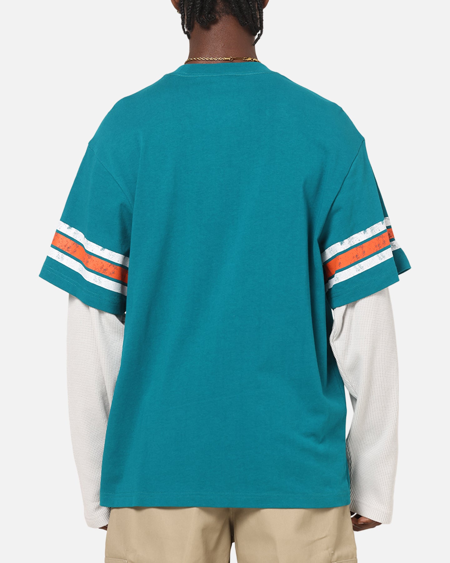 Mitchell & Ness Miami Dolphins Waffle Mock Layer Long Sleeve T