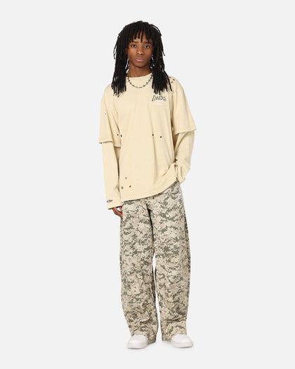 Mitchell & Ness Los Angeles Lakers Chromed Mock Long Sleeve T-Shirt Khaki