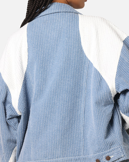 Honor The Gift Color Blocked Trucker Jacket Indigo