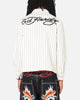 Ed Hardy Euro Button Up Shirt White Pinstripe