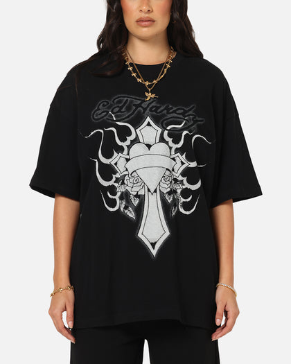 Ed Hardy Cross My Heart T-Shirt Black