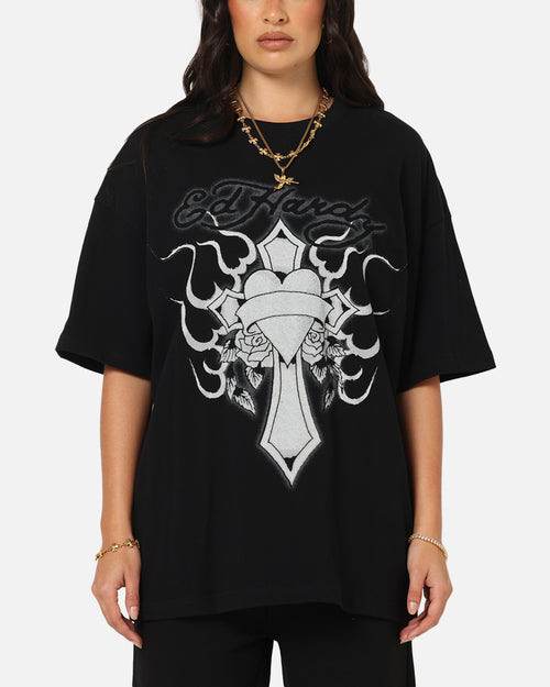 Ed Hardy Cross My Heart T-Shirt Black