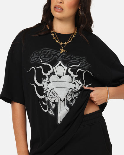 Ed Hardy Cross My Heart T-Shirt Black