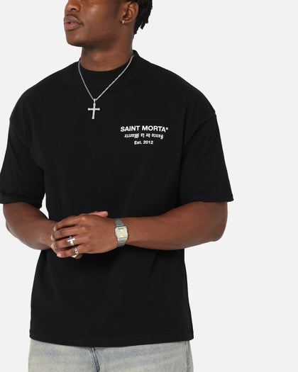 Saint Morta Muerte Mock Neck T-Shirt Black