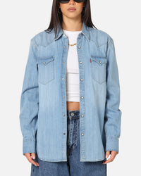 Levi Strauss And Co Barstow Western Standard Denim Button Up Shirt Blue