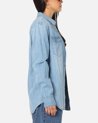 Levi Strauss And Co Barstow Western Standard Denim Button Up Shirt Blue