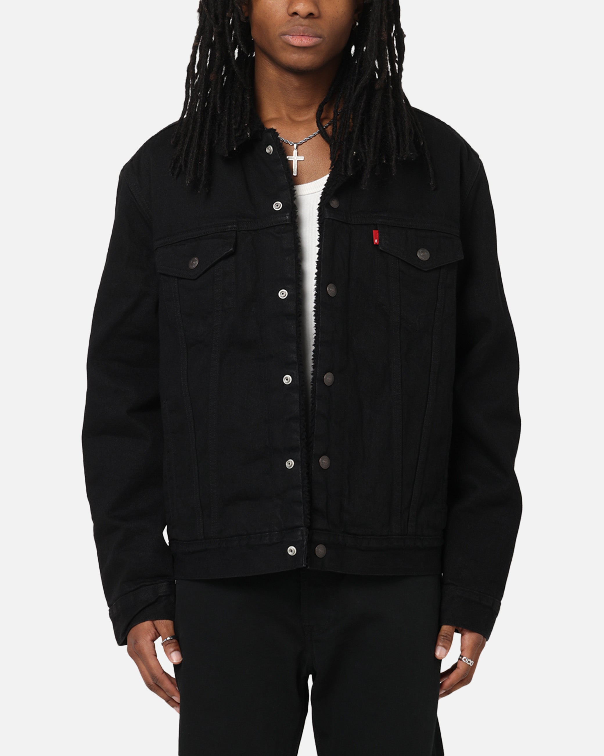 ジャケット・アウター Levi's Stay Loose Trucker Jacket Black Levi Strauss And Co Relaxed Fit Sherpa Trucker Jacket Black