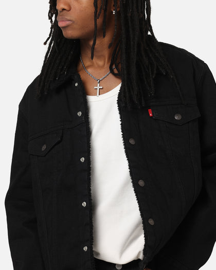 Levi Strauss And Co Relaxed Fit Sherpa Trucker Jacket Black