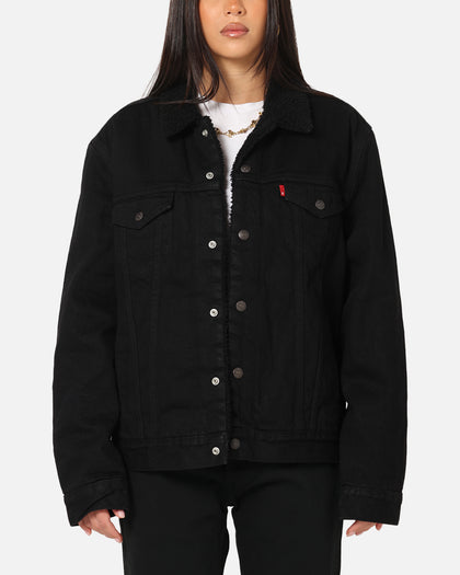 Levi Strauss And Co Relaxed Fit Sherpa Trucker Jacket Black