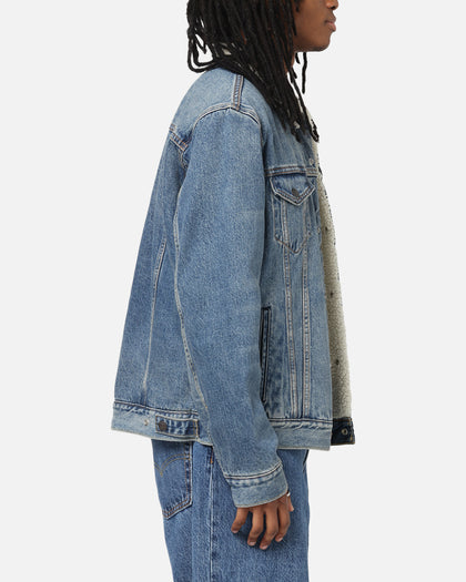 Levi Strauss And Co Relaxed Fit Sherpa Trucker Jacket Blue