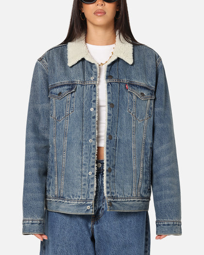 Levi Strauss And Co Relaxed Fit Sherpa Trucker Jacket Blue