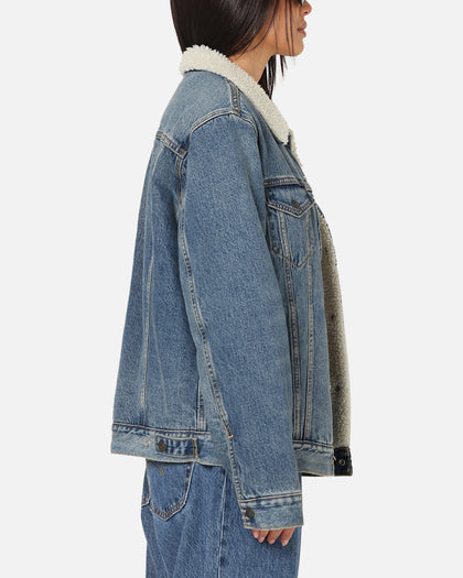 Levi Strauss And Co Relaxed Fit Sherpa Trucker Jacket Blue