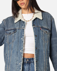 Levi Strauss And Co Relaxed Fit Sherpa Trucker Jacket Blue