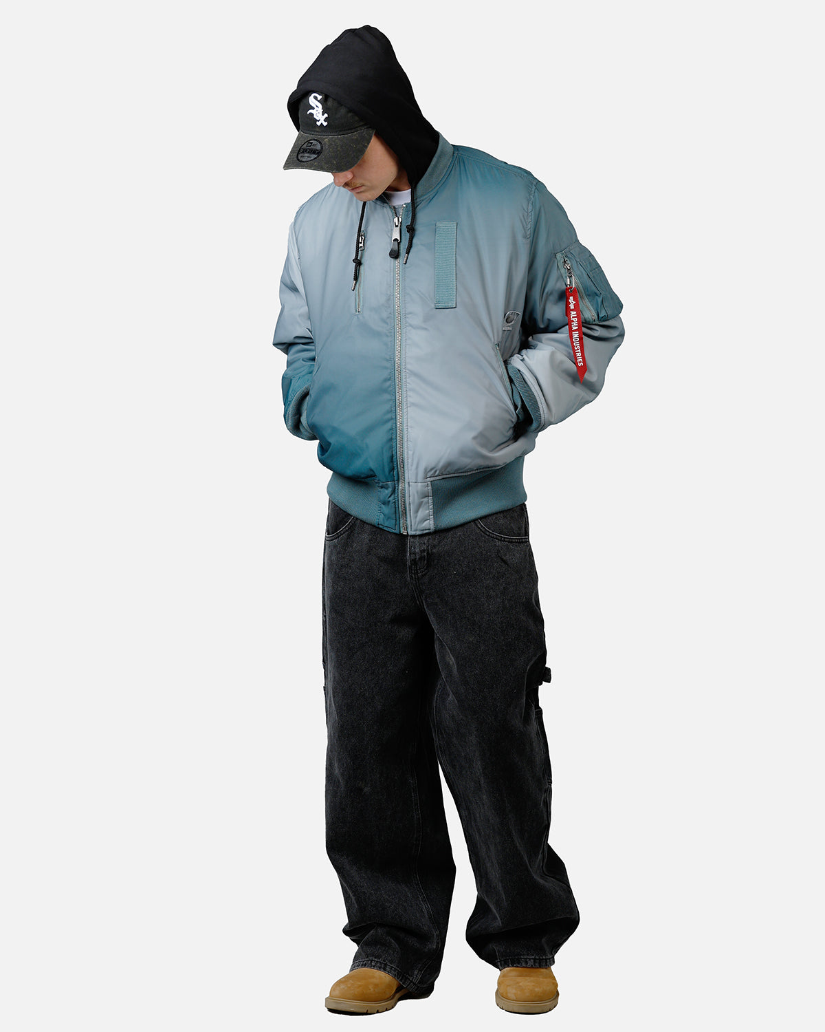 Alpha Industries Gradient Washed Flight Jacket Blue | Culture Kings US