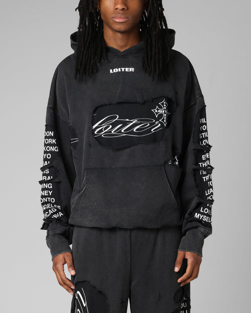 Loiter Destruction Hoodie Black