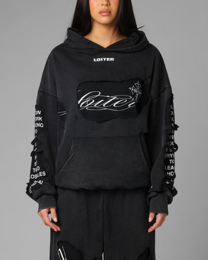 Loiter Destruction Hoodie Black