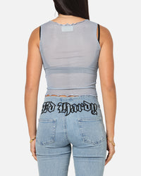 Ed Hardy Women's Revenge Mesh Top Blue