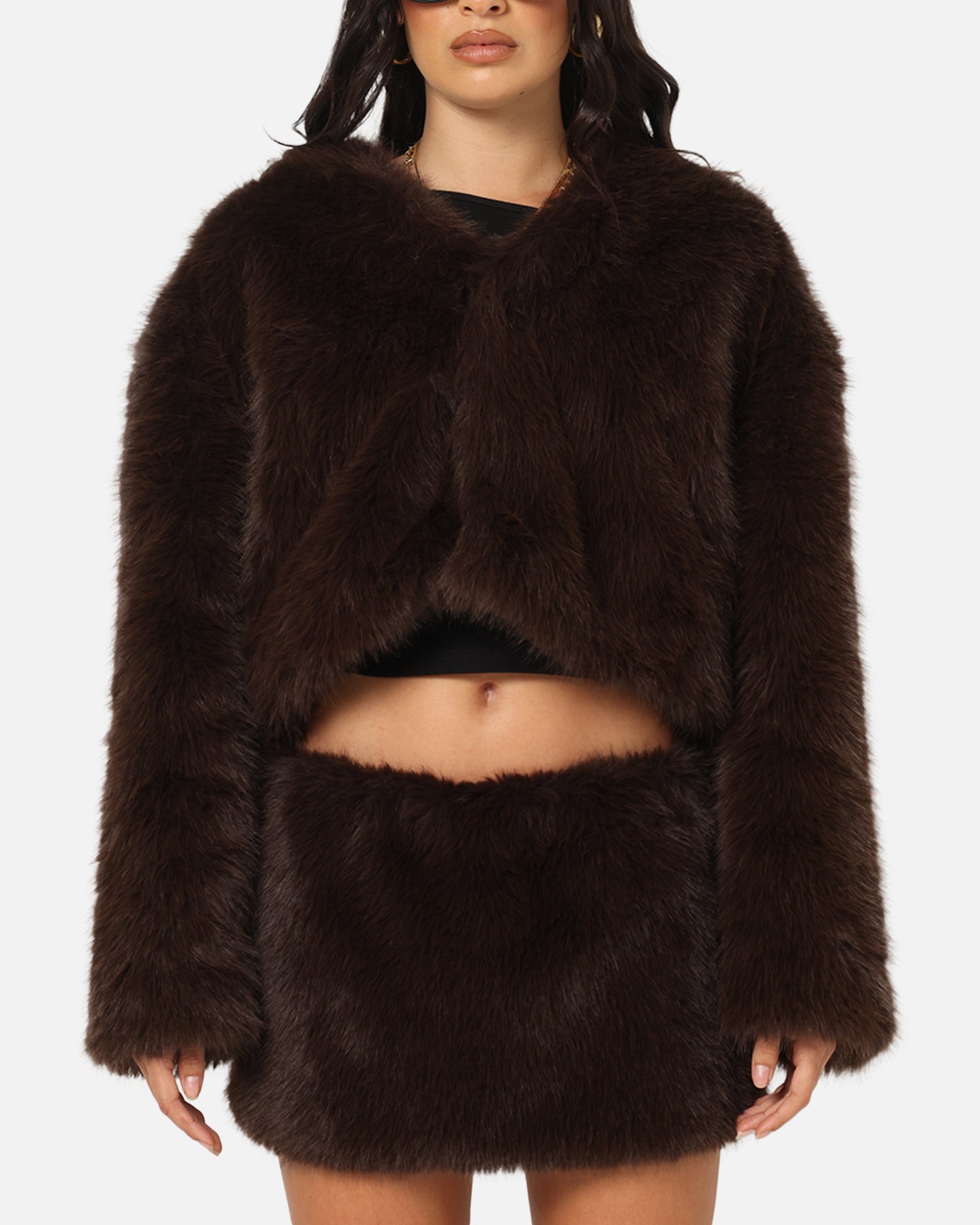 Ed Hardy Women's Faux Fur Jacket Brown | Culture Kings US