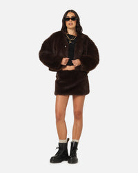 Ed Hardy Women's Faux Fur Jacket Brown