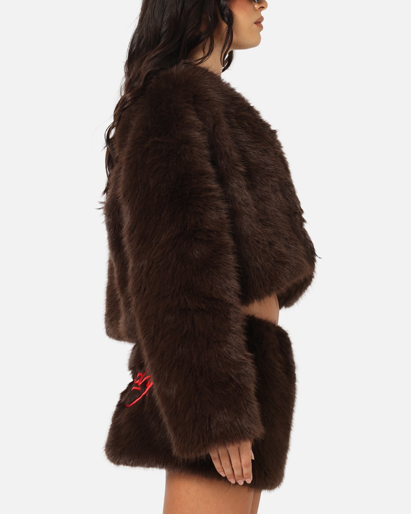 Ed Hardy Women's Faux Fur Jacket Brown | Culture Kings US