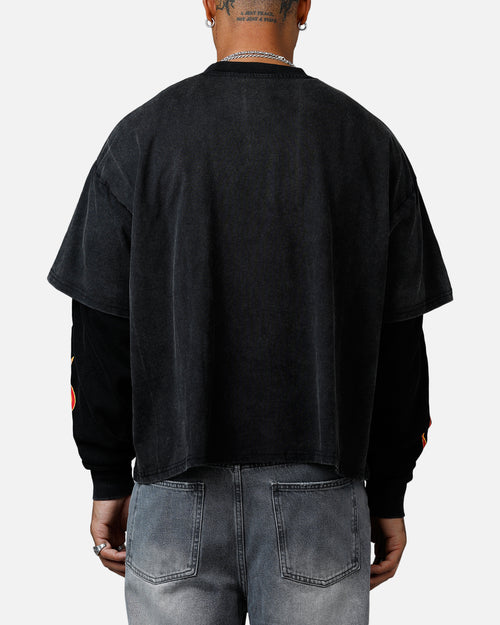MNML Double Layer Thermal Long Sleeve T-Shirt Washed Black