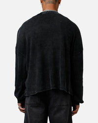 MNML Washed Chopper Thermal Long Sleeve T-Shirt Washed Black