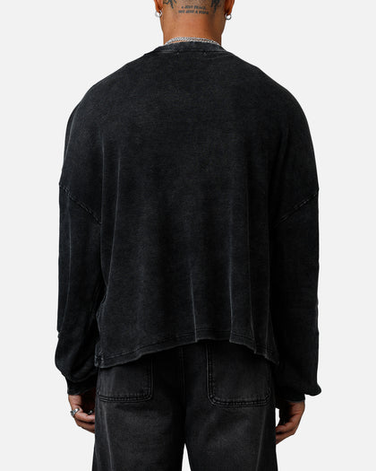 MNML Washed Chopper Thermal Long Sleeve T-Shirt Washed Black