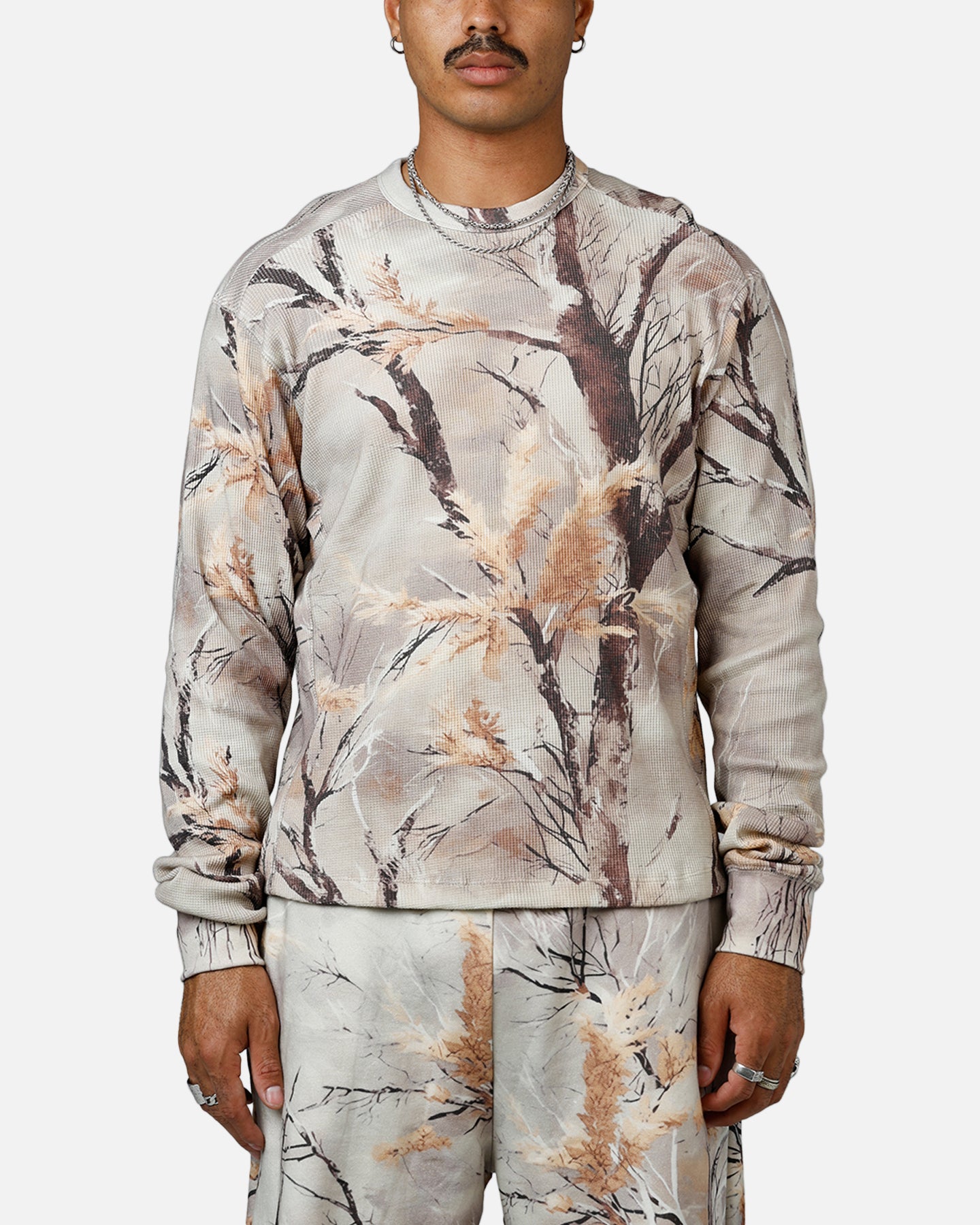 MNML Washed Waffle Thermal Long Sleeve T-Shirt Snow Camo | Culture