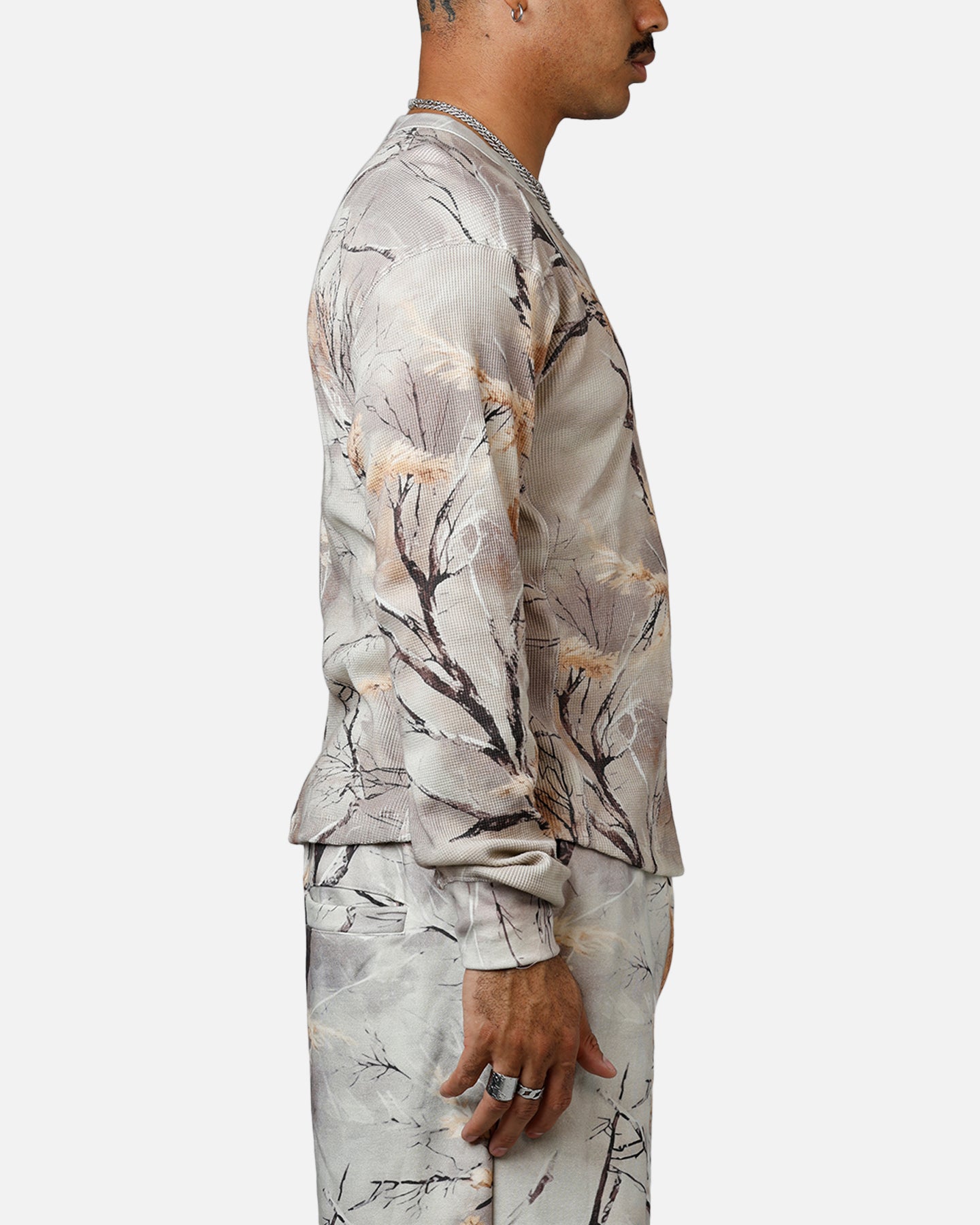 MNML Washed Waffle Thermal Long Sleeve T-Shirt Snow Camo | Culture