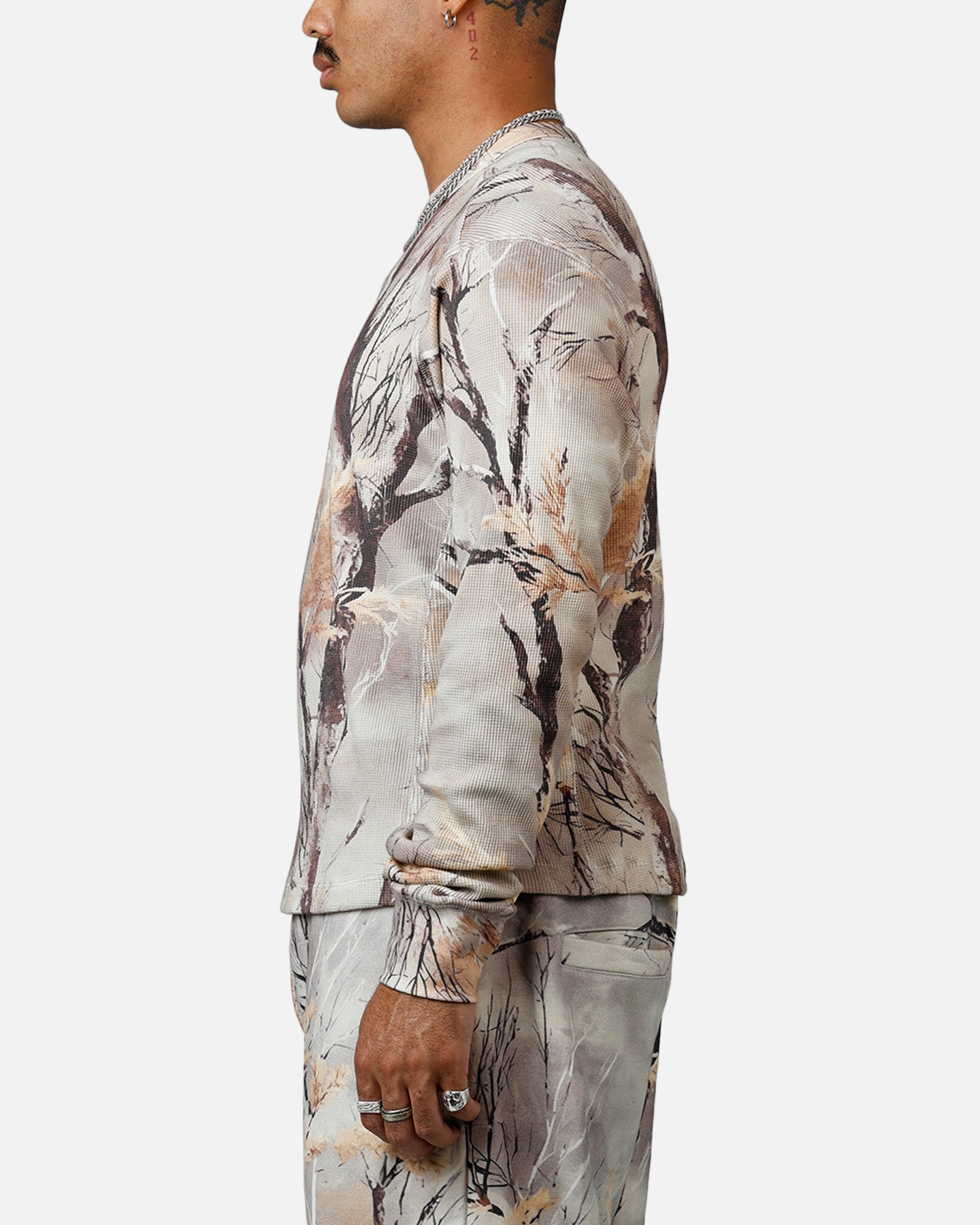MNML Washed Waffle Thermal Long Sleeve T-Shirt Snow Camo | Culture