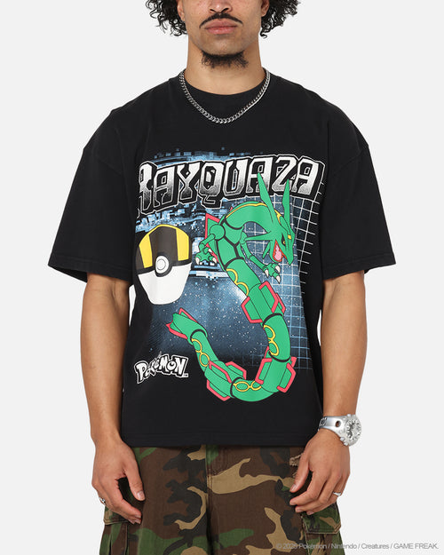 The Pokémon Collection By 73Studio Rayquaza T-Shirt Black Acidwash