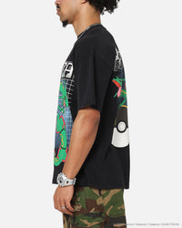 The Pokémon Collection By 73Studio Rayquaza T-Shirt Black Acidwash