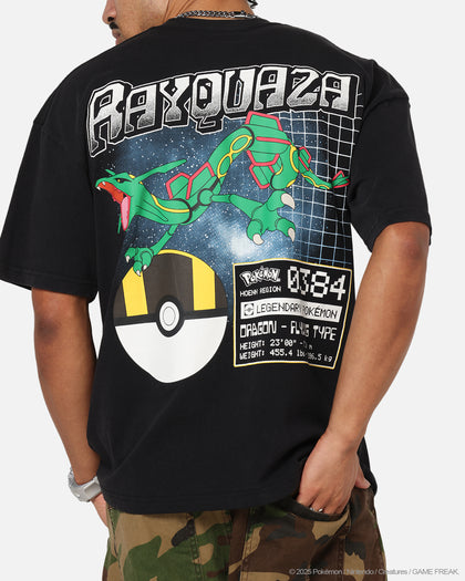 The Pokémon Collection By 73Studio Rayquaza T-Shirt Black Acidwash