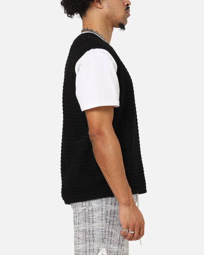 XXIII Open Knit Vest Black