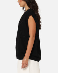 XXIII Open Knit Vest Black