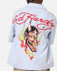 Ed Hardy Flame Stripe Button Up Shirt Blue Pin Stripe