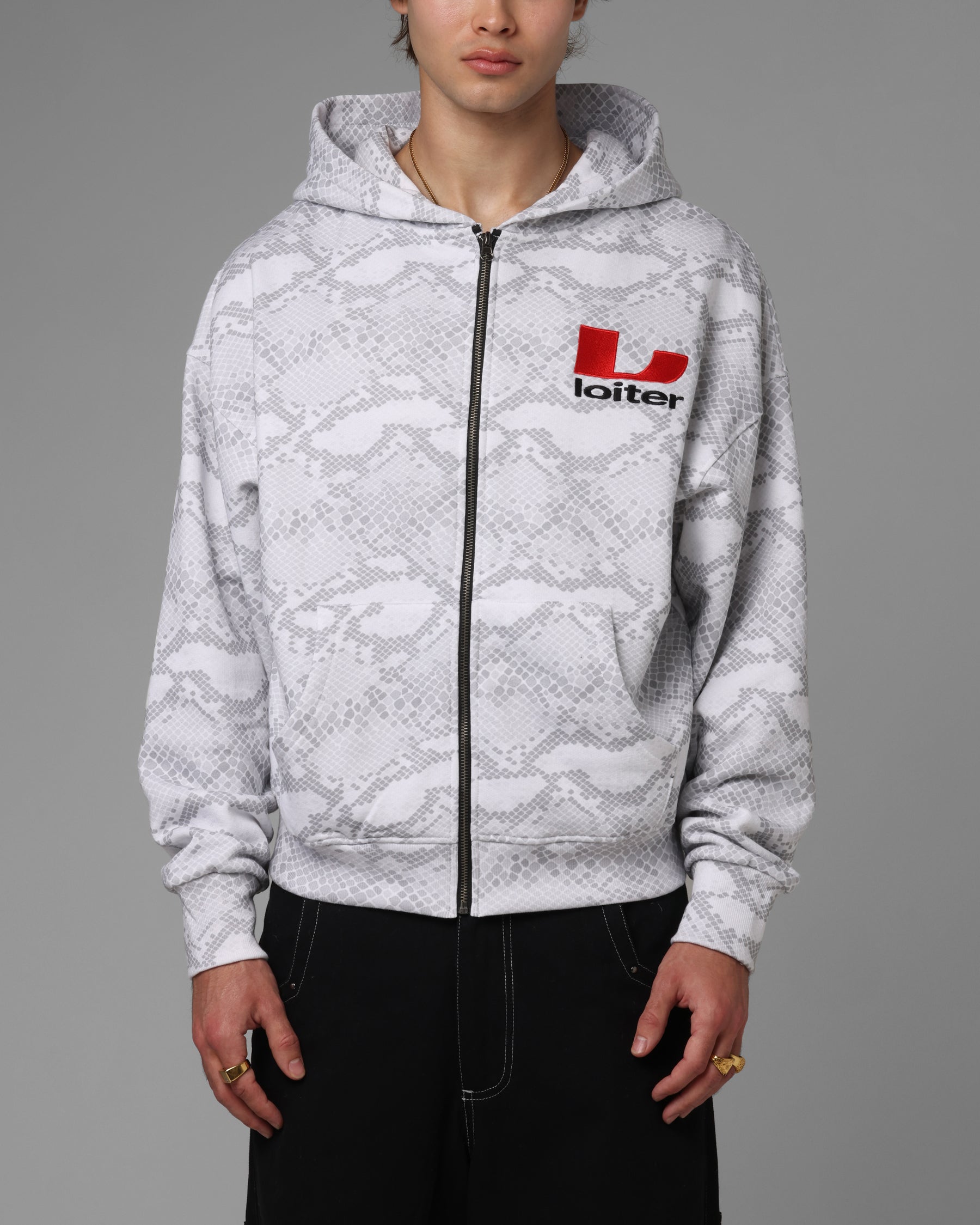 Loiter Slither Zip Hoodie Grey | Culture Kings US