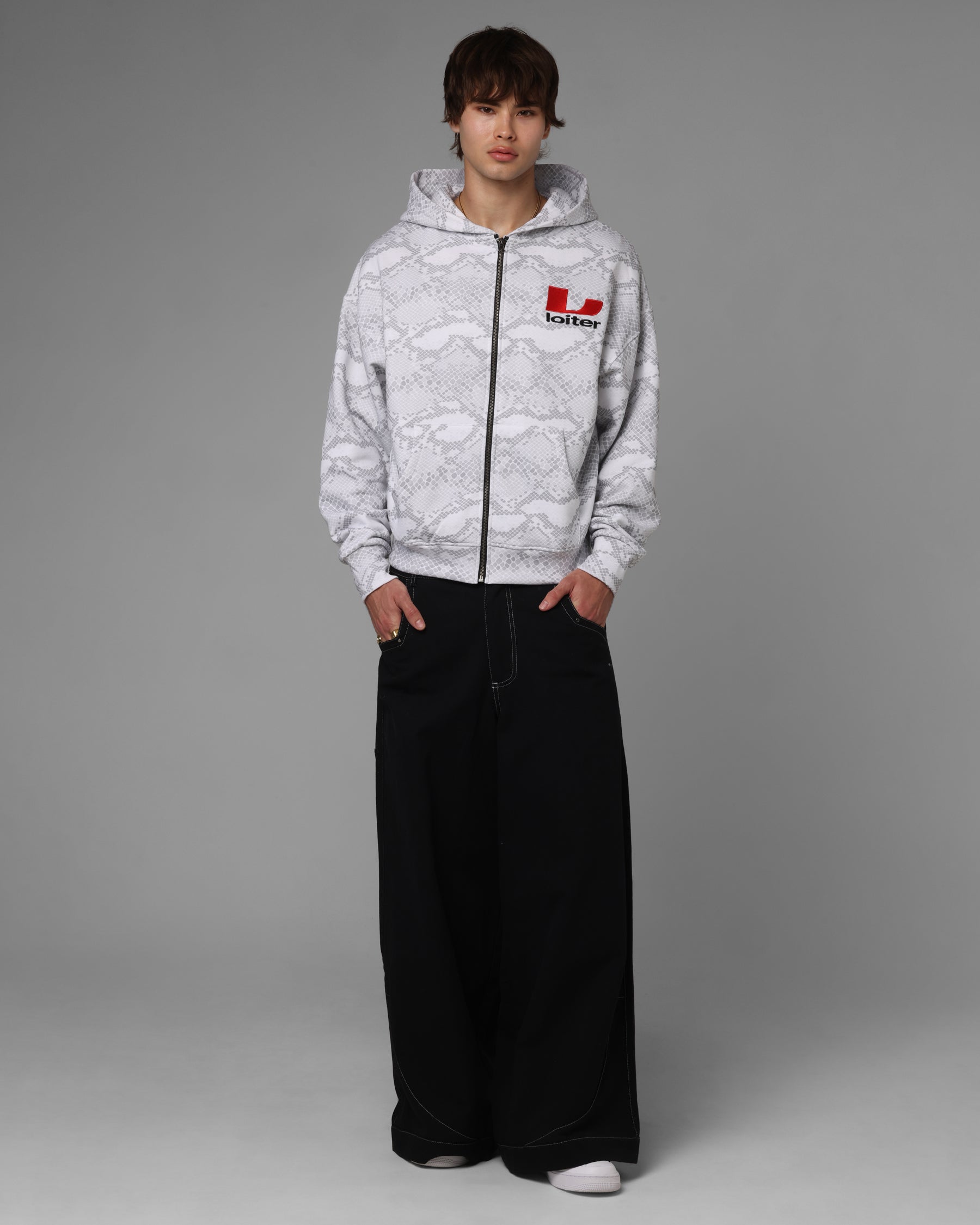 Loiter Slither Zip Hoodie Grey | Culture Kings US