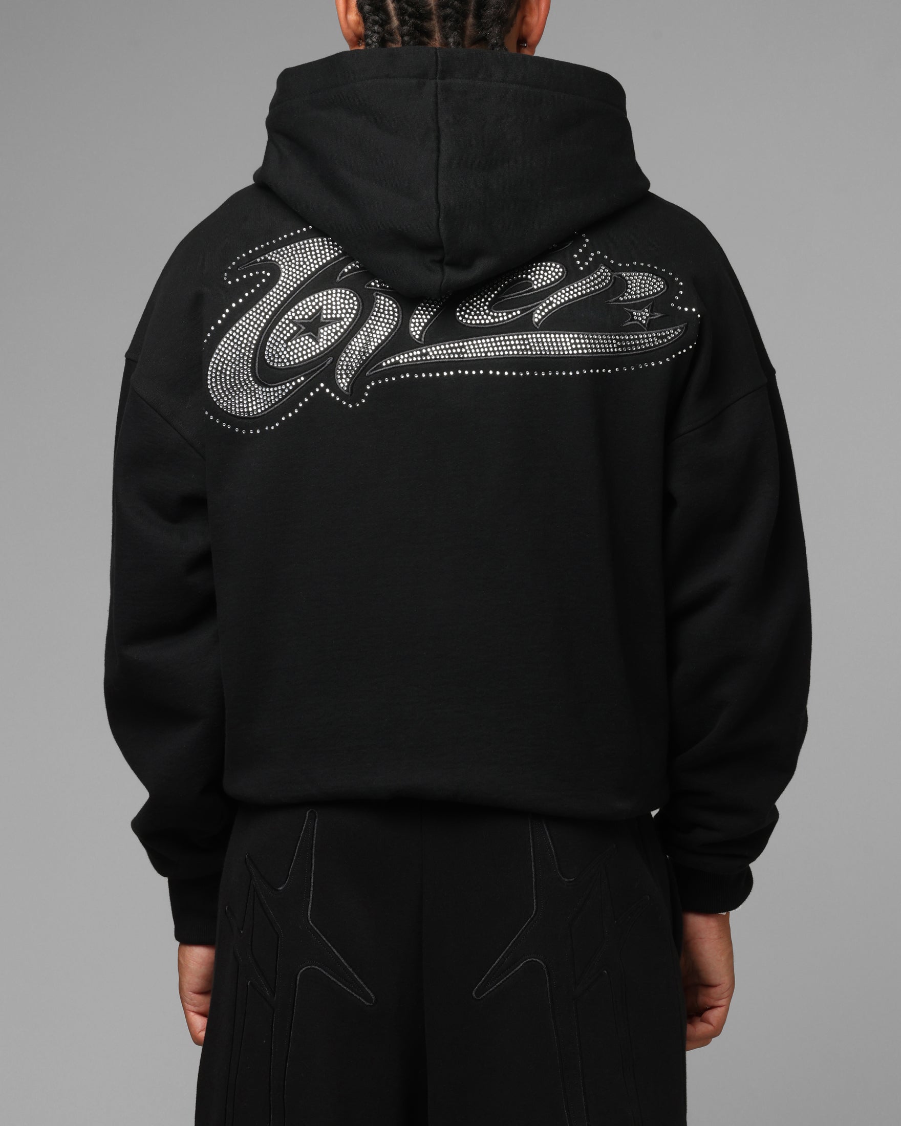 Loiter Silicone Rhinestone Zip Hoodie Black | Culture Kings US