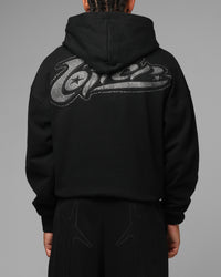 Loiter Silicone Rhinestone Zip Hoodie Black