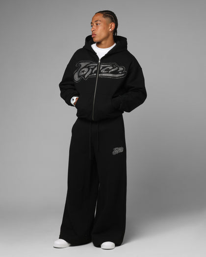 Loiter Weezy Rhinestone Zip Hoodie Black