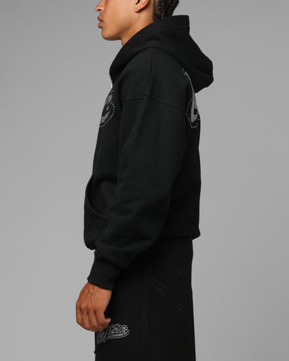Loiter Weezy Rhinestone Zip Hoodie Black