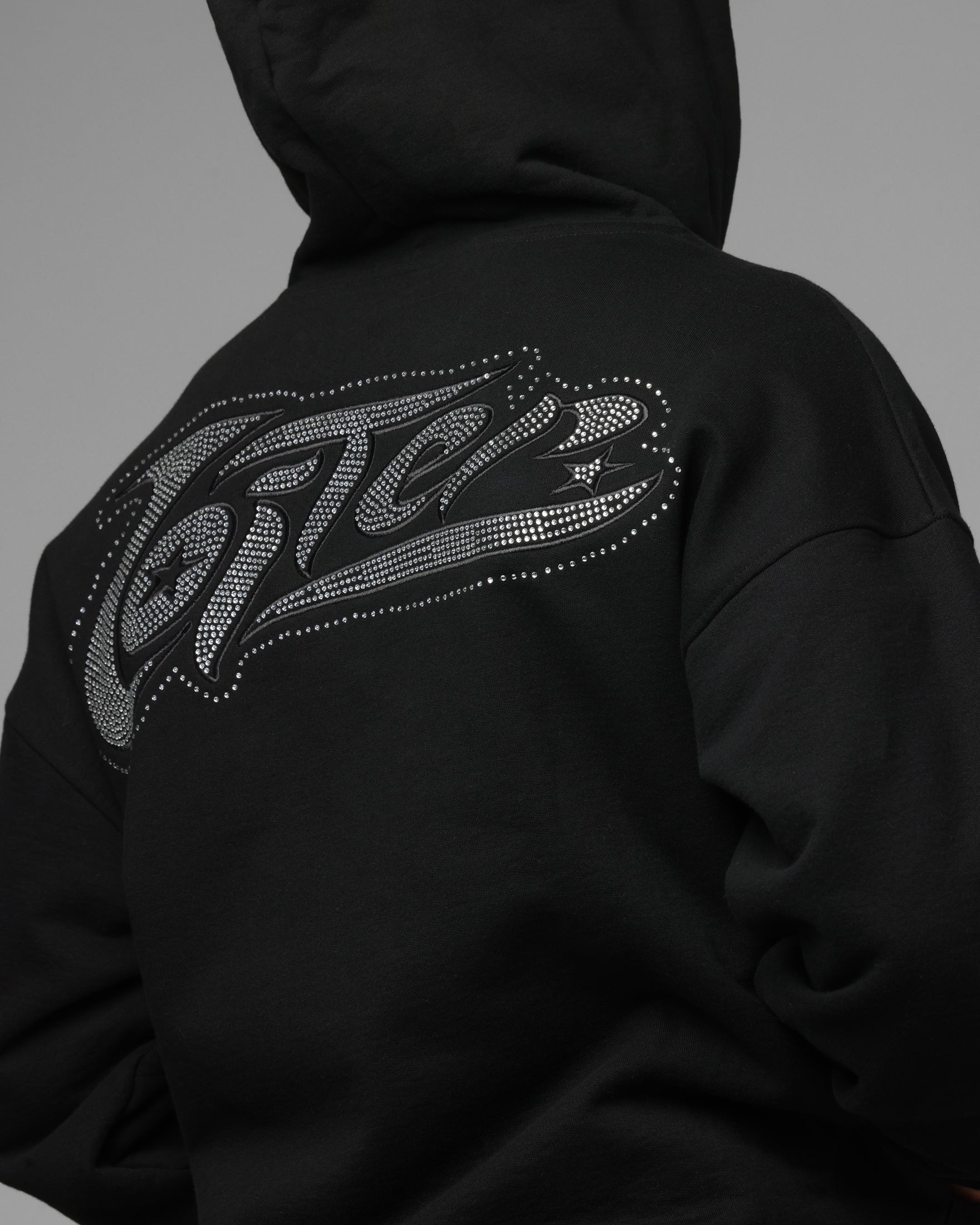Loiter Silicone Rhinestone Zip Hoodie Black | Culture Kings US