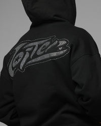 Loiter Silicone Rhinestone Zip Hoodie Black