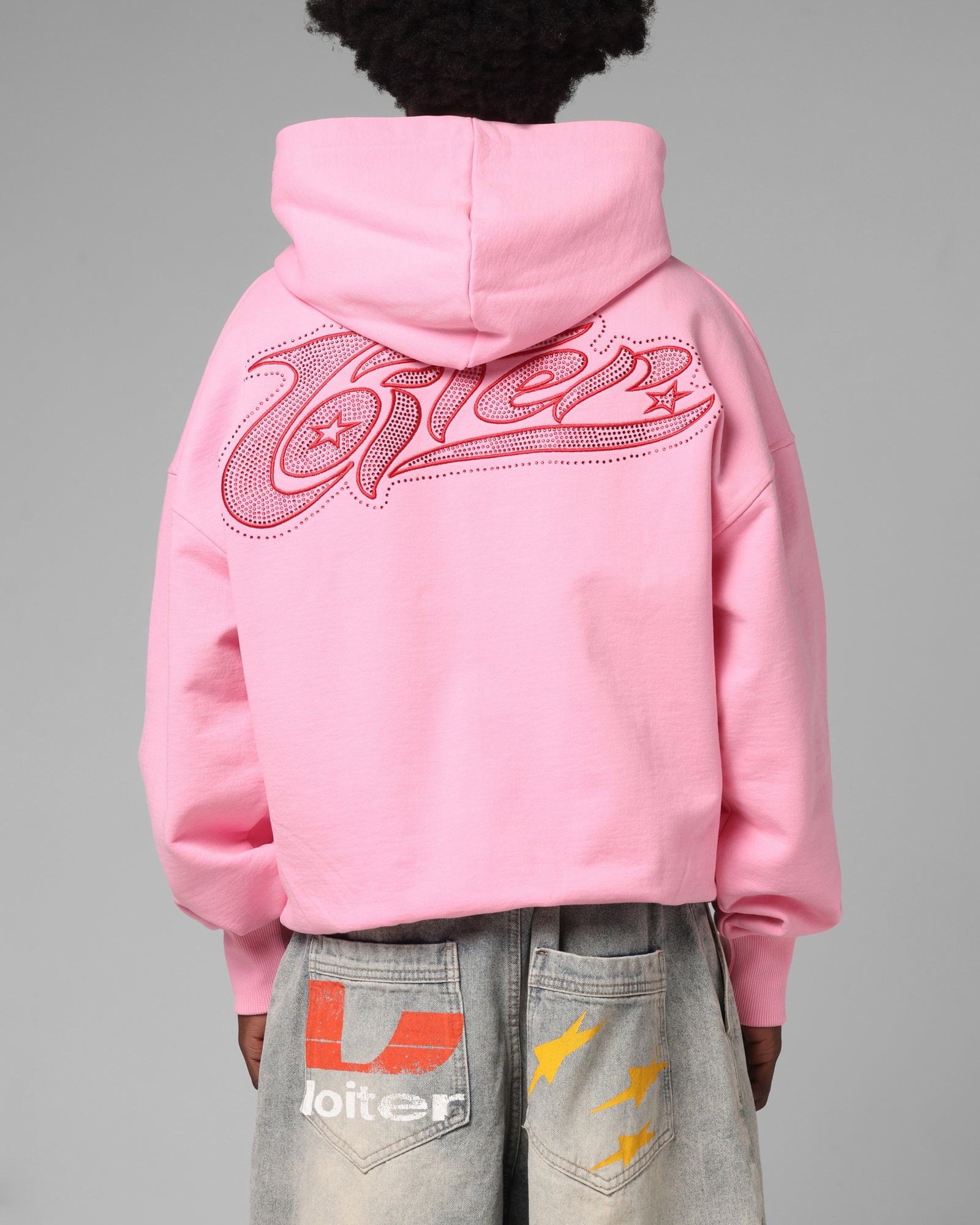 Loiter Silicone Rhinestone Zip Hoodie Pink | Culture Kings US