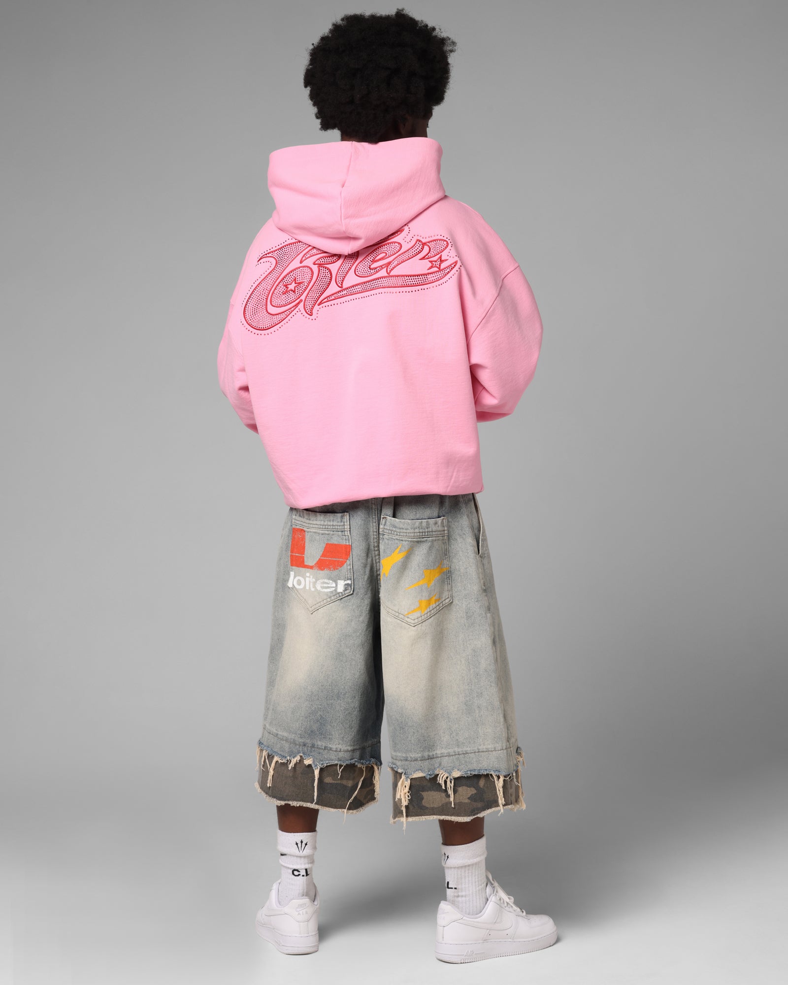 Loiter Silicone Rhinestone Zip Hoodie Pink | Culture Kings US