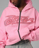 Loiter Silicone Rhinestone Zip Hoodie Pink
