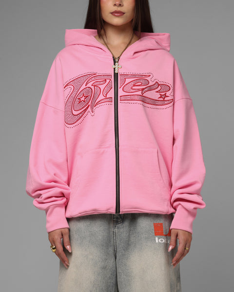 Loiter Silicone Rhinestone Zip Hoodie Pink | Culture Kings US