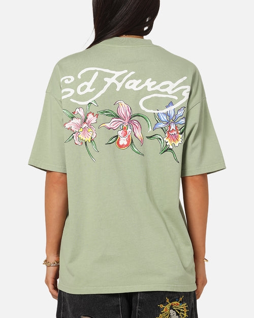 Ed Hardy Flowers T-Shirt Sage
