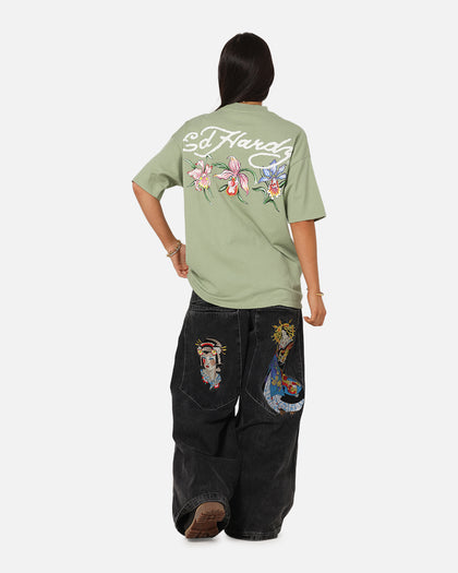 Ed Hardy Flowers T-Shirt Sage